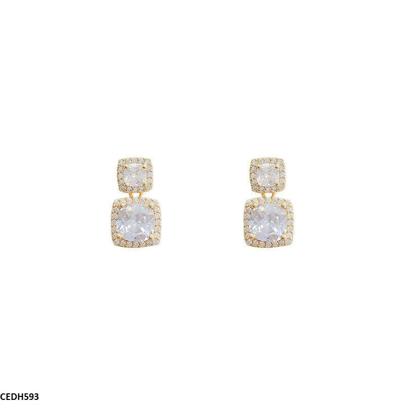 CEDH593 SIQ Double Square Drop Earrings - CEDH