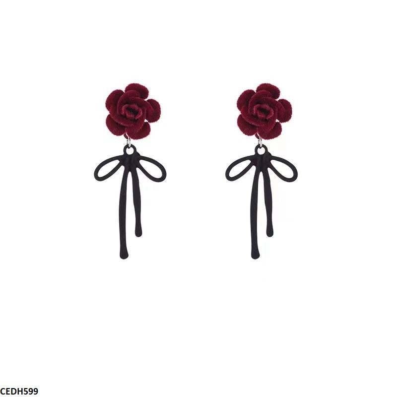 CEDH599 ZHL Flower/Bow Drop Earrings - CEDH