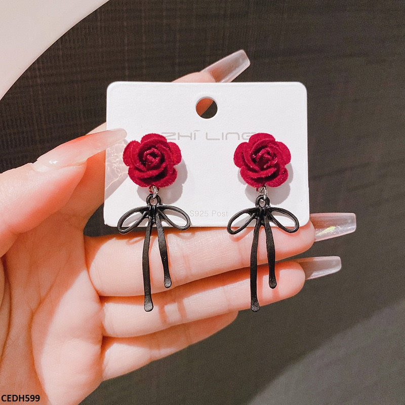 CEDH599 ZHL Flower/Bow Drop Earrings - CEDH