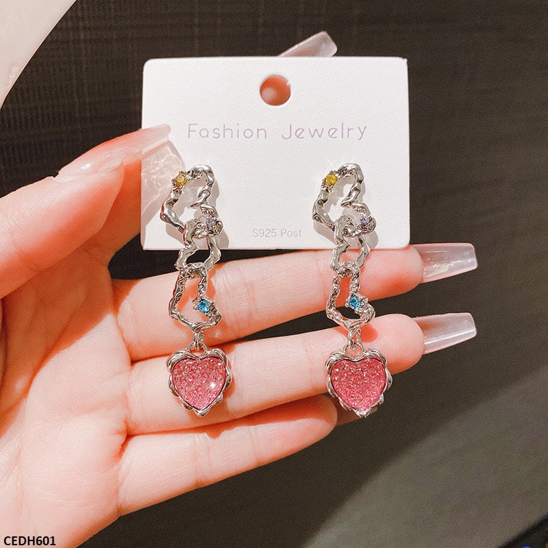 CEDH601 ZHL Heart Drop Earrings - CEDH