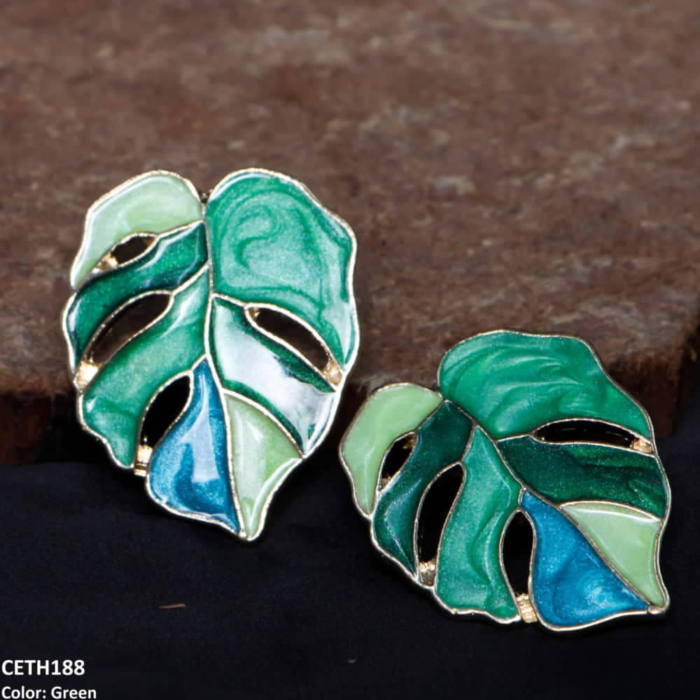 CETH188 ZLX Painted Leaf Studs - CETH