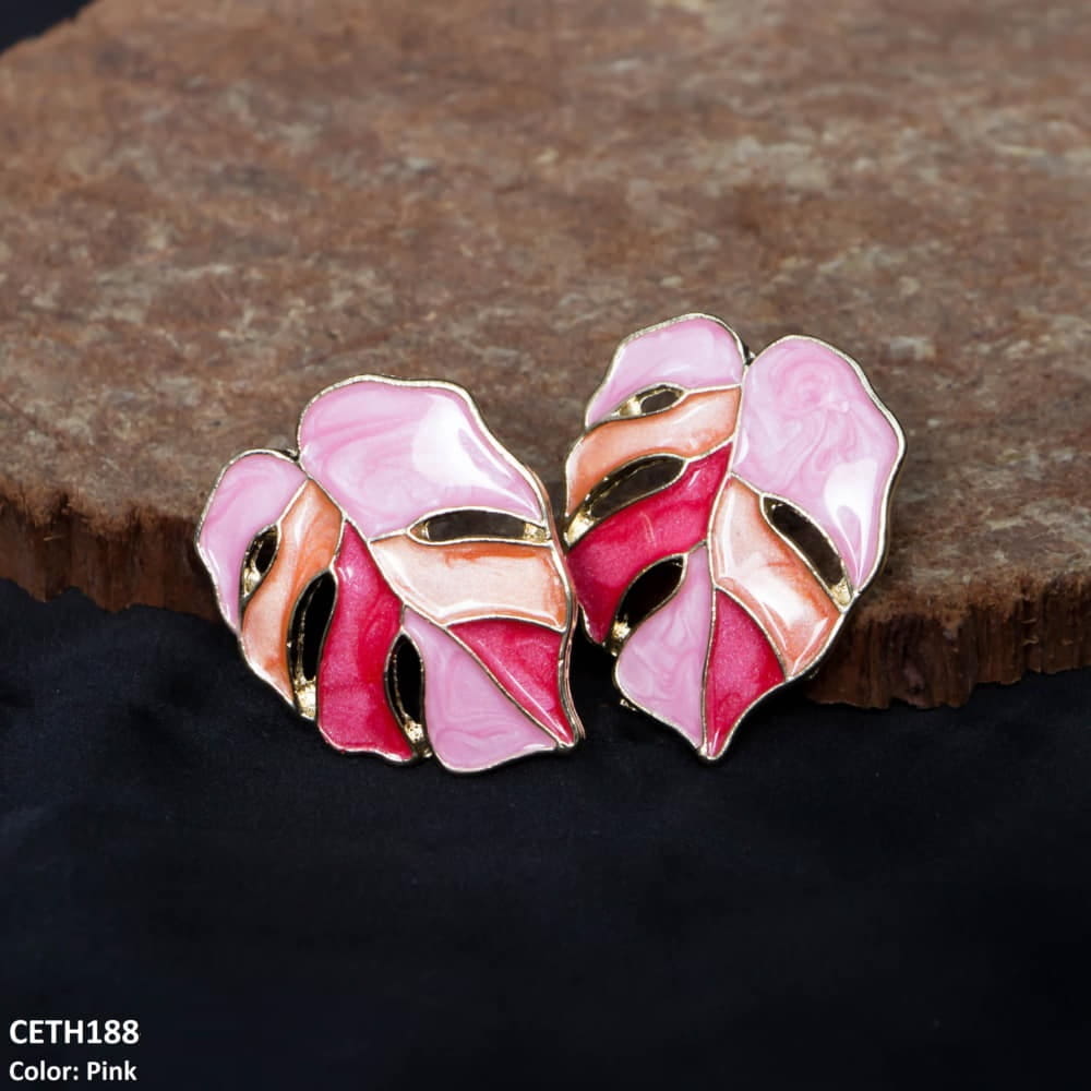 CETH188 ZLX Painted Leaf Studs - CETH