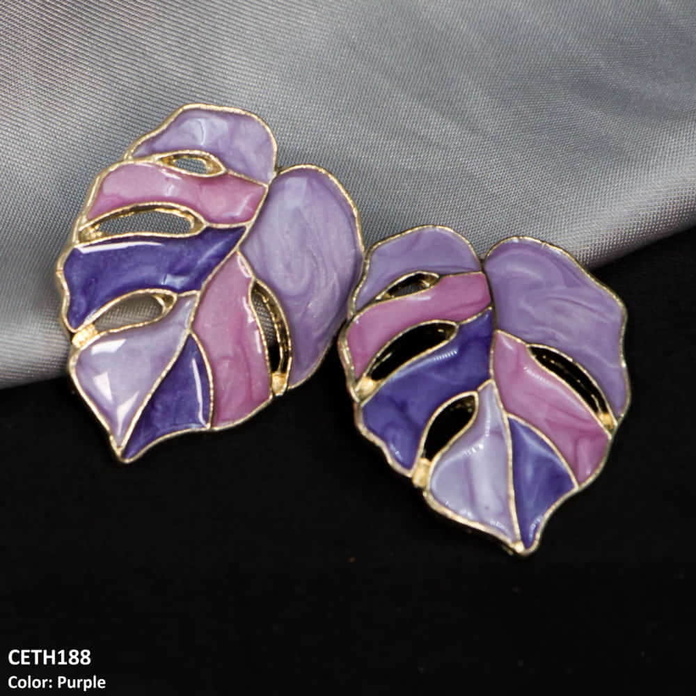 CETH188 ZLX Painted Leaf Studs - CETH