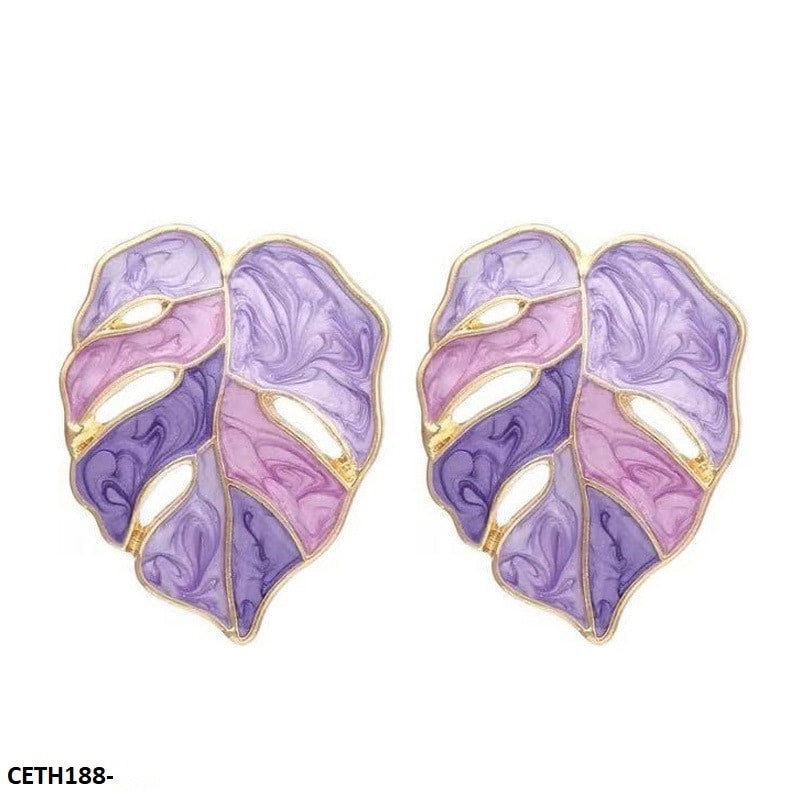 CETH188 ZLX Painted Leaf Studs - CETH