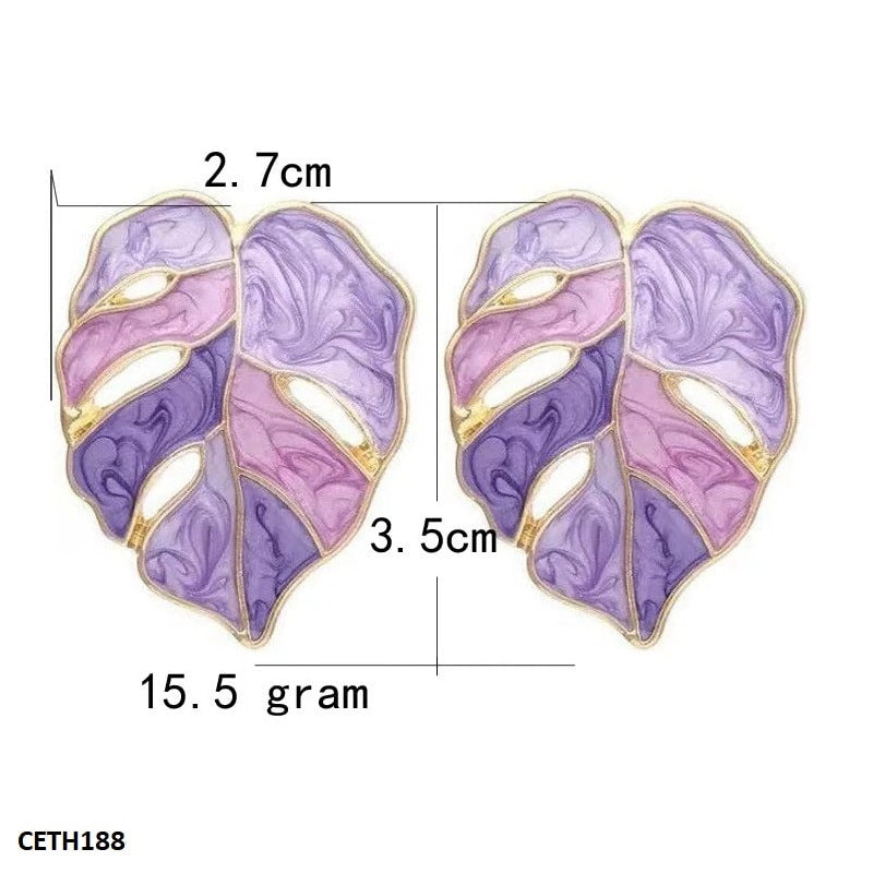 CETH188 ZLX Painted Leaf Studs - CETH