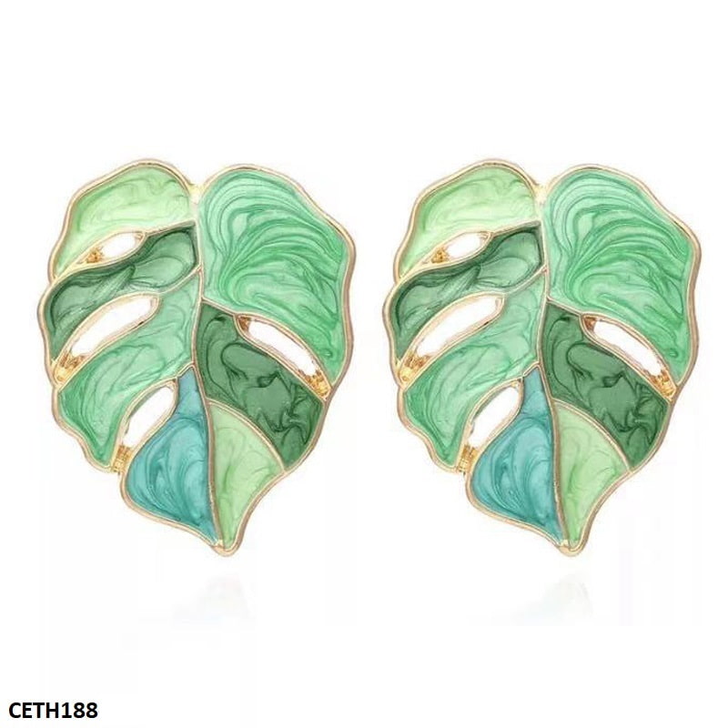 CETH188 ZLX Painted Leaf Studs - CETH