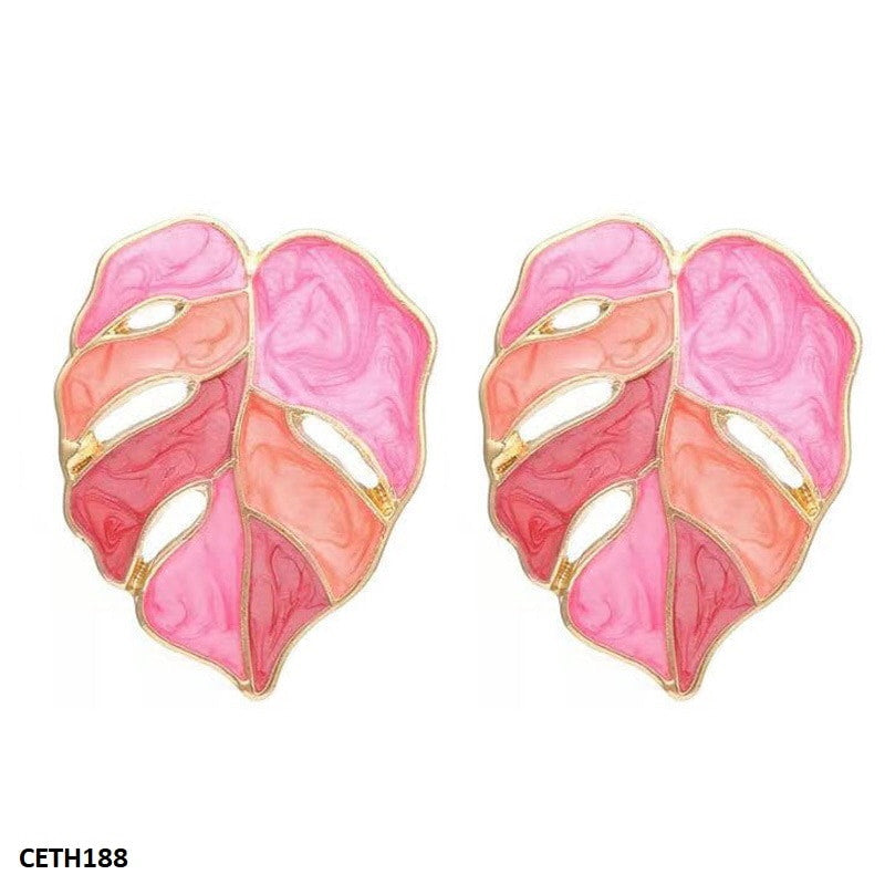 CETH188 ZLX Painted Leaf Studs - CETH