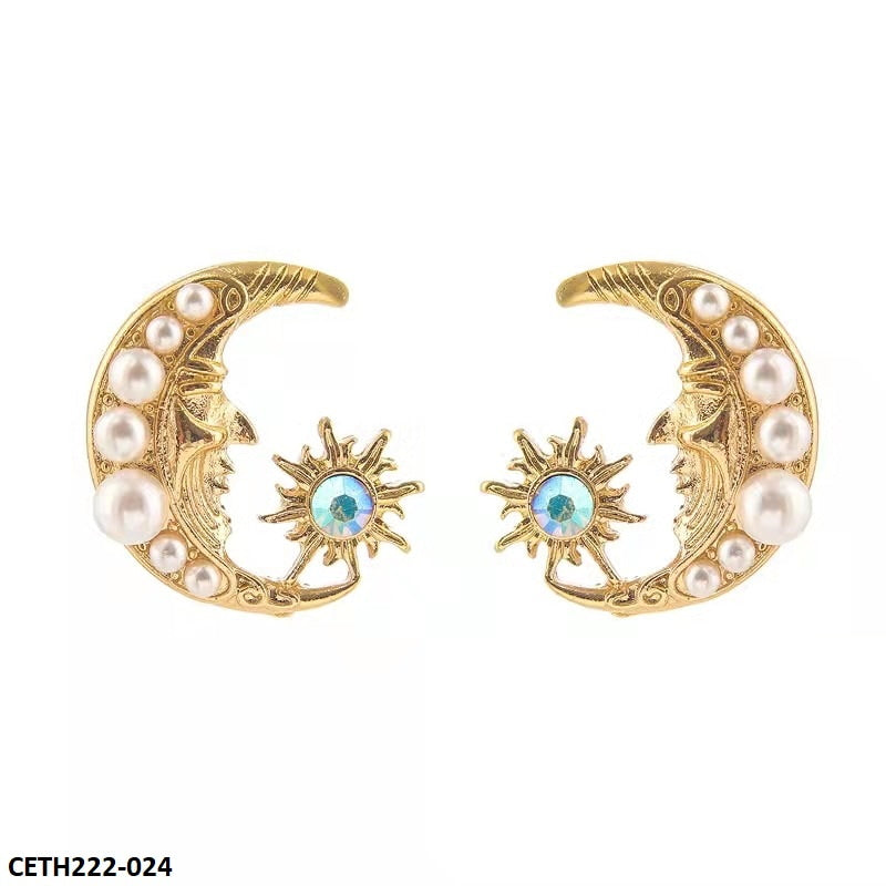 CETH222 SKM Moon Stud Ear Tops Pair - CETH