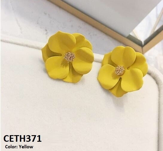 CETH371 LSH Painted Flower Stud Tops Pair - CETH