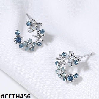 CETH456 JMN Butterfly Flower Stud Tops Pair - CETH