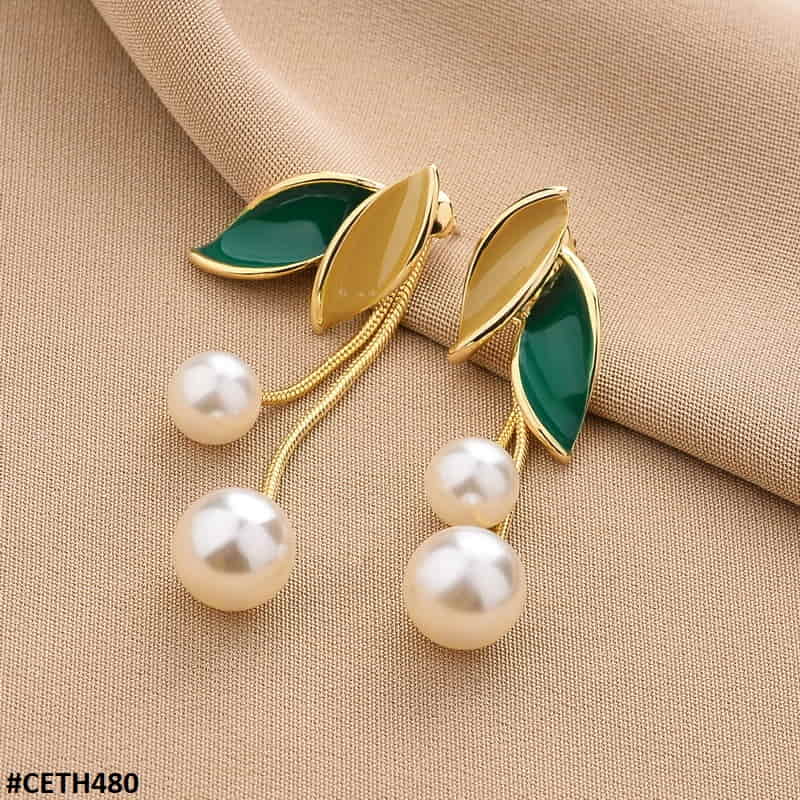 CETH480 ZCD Leaf's Tassel Stud Ear Tops Pair - CETH