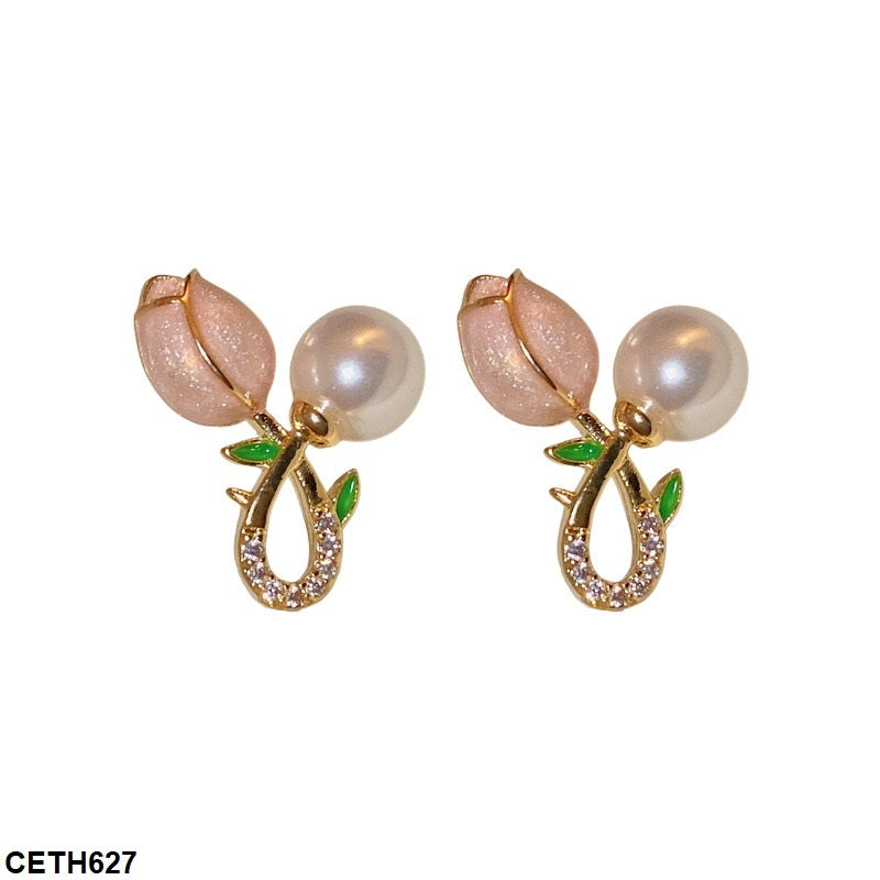 CETH627 LSH Rose Ear Tops Pair - CETH