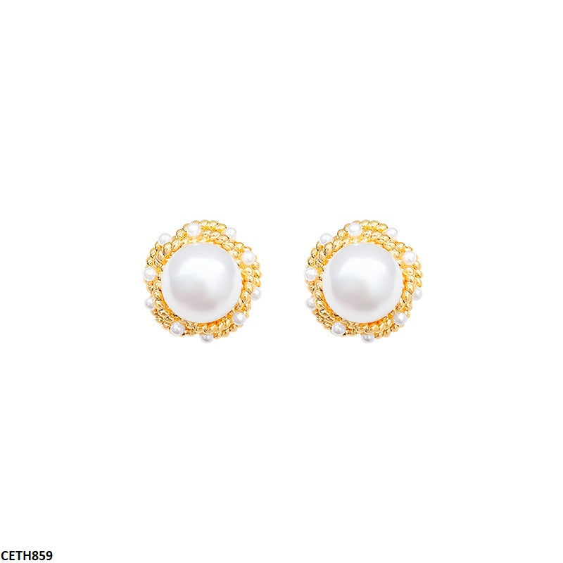 CETH859 HJF Pearl  Round Tops  Pair - CETH