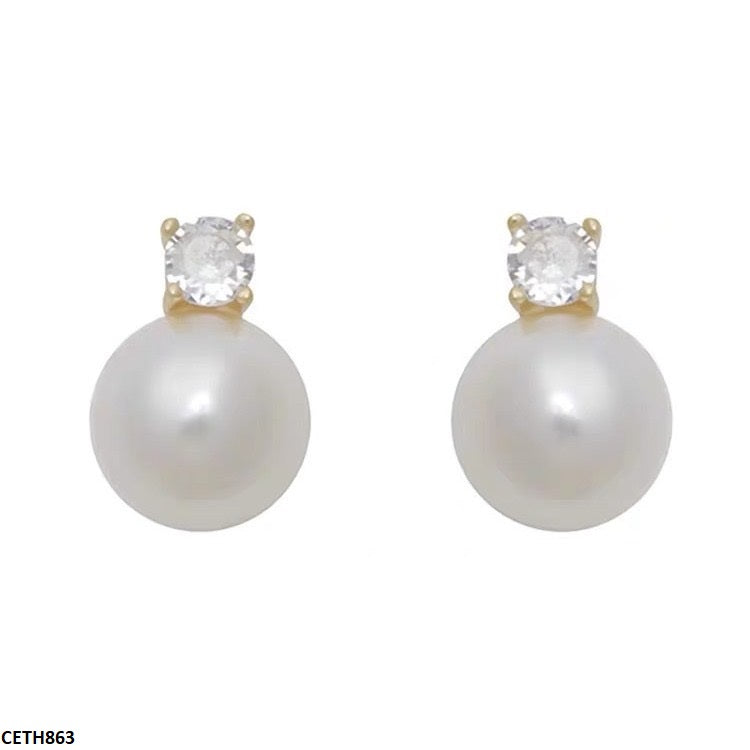 CETH863 HJF Round Pearl Tops  Pair - CETH