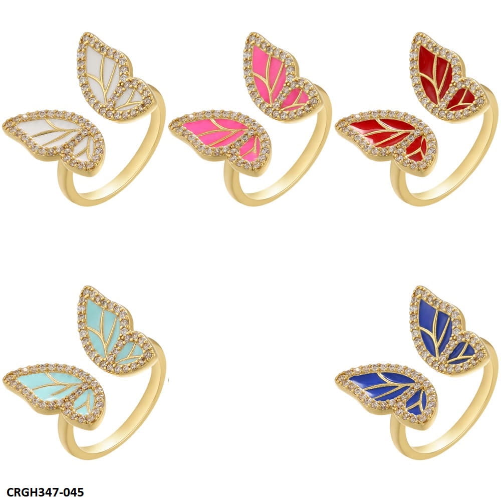 CRGH347 ZHK Butterfly Painted Ring Adjustable - CRGH