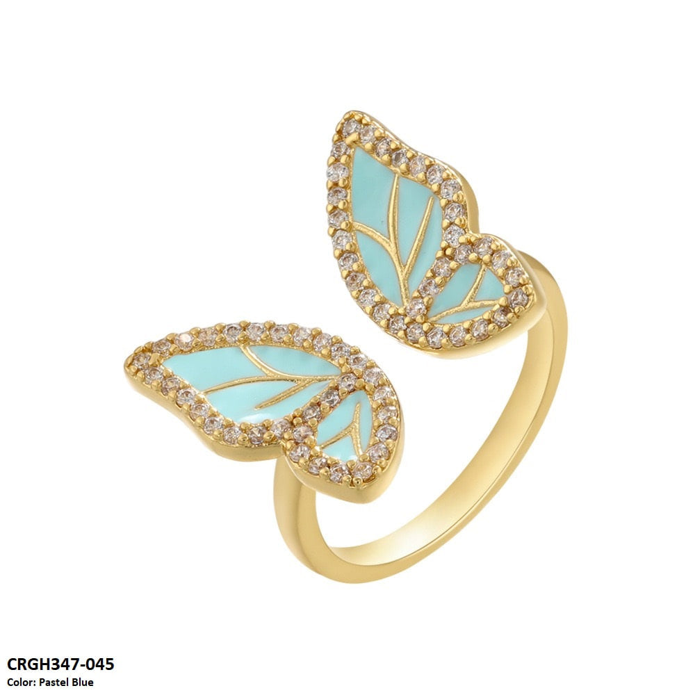 CRGH347 ZHK Butterfly Painted Ring Adjustable - CRGH