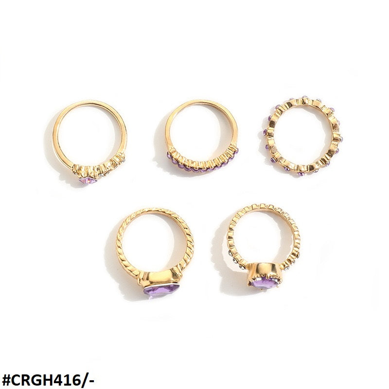 CRGH416 YPG Square/Oval 5 Midi Rings - CRGH