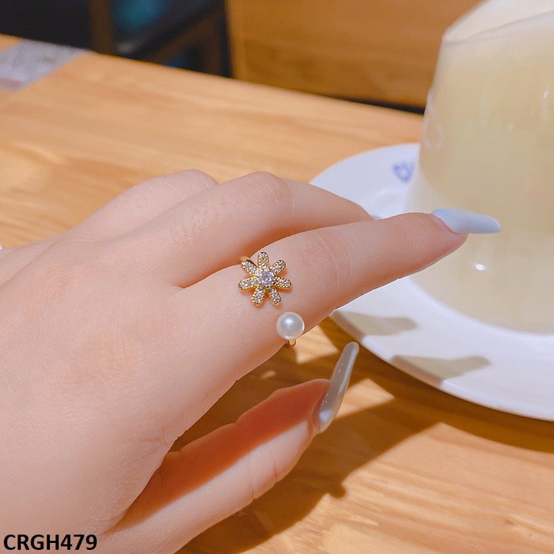 CRGH479 ZHL Pearl Flower Ring Adjustable - CRGH