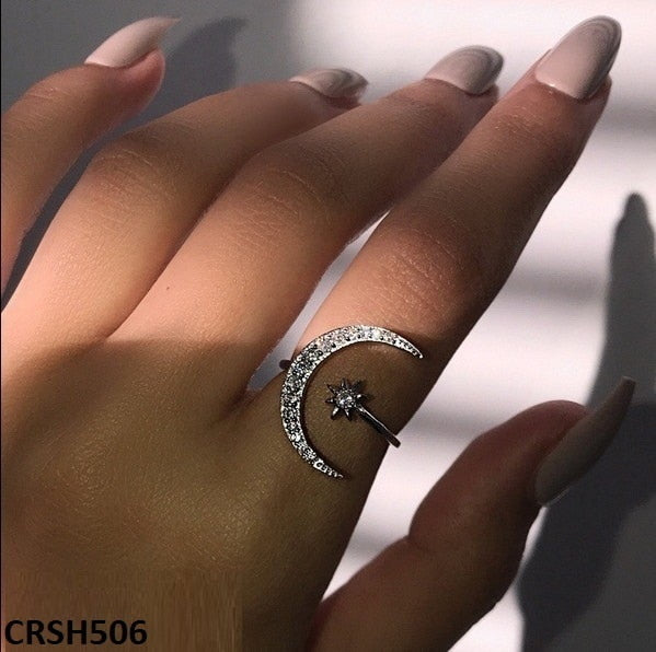 CRSH506 ZFQ Moon-Star Adjustable Ring - TRSH