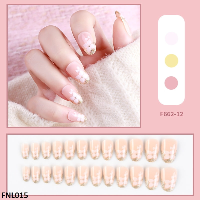 FNL015 PNA Squoval Short Fake Nail Set 24Pcs - FNL