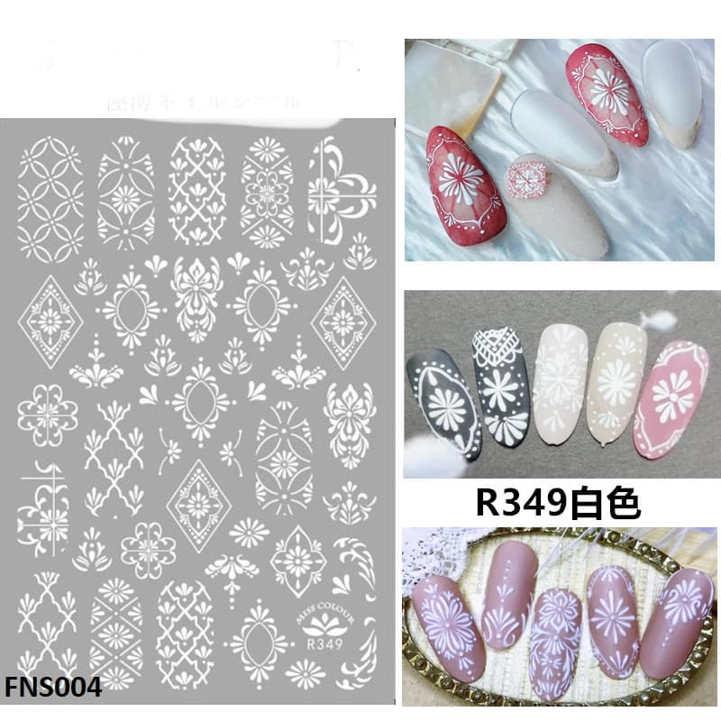 FNS004 PNA Plain White Nail Art Sticker - FNS