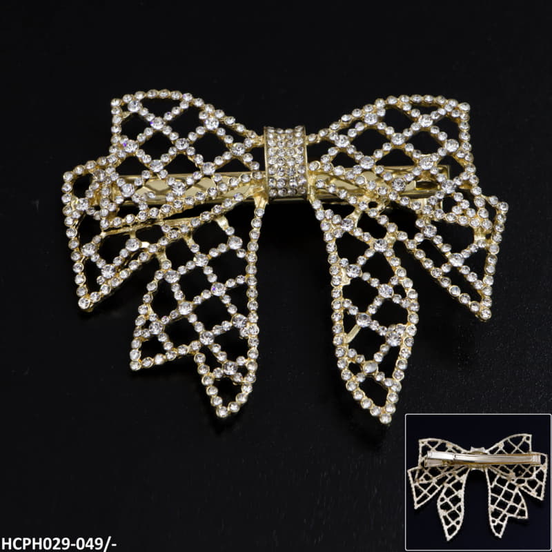 HCPH029 YUX Pearl Bow Hair Clip - HCPH