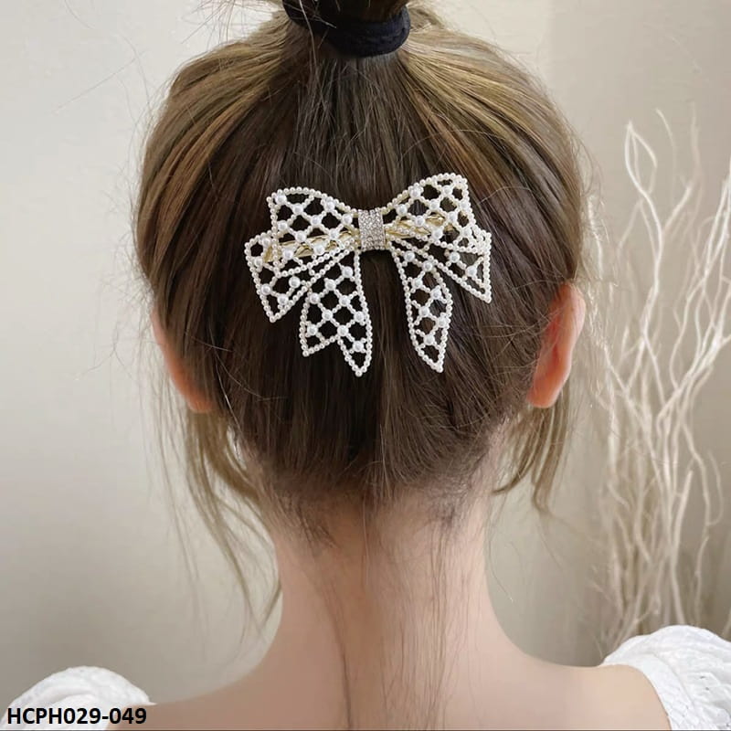 HCPH029 YUX Pearl Bow Hair Clip - HCPH