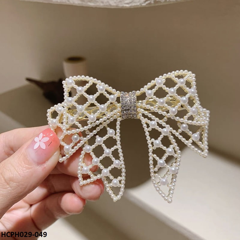 HCPH029 YUX Pearl Bow Hair Clip - HCPH