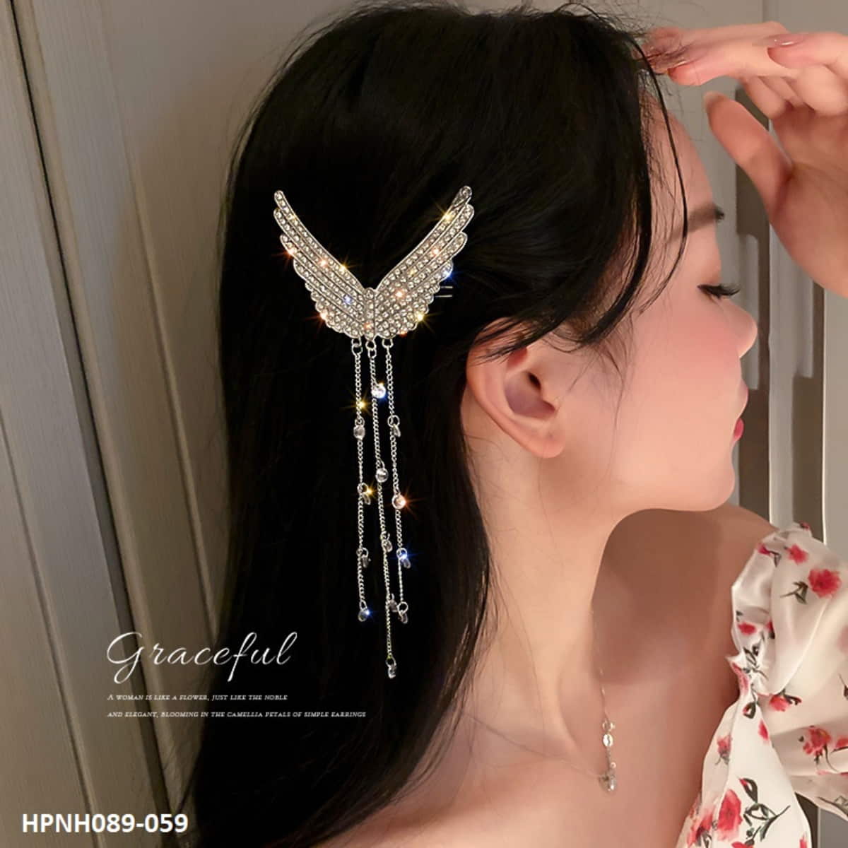 HPNH089 YBJ Rhinestone Fancy Wings Pin - HPNH