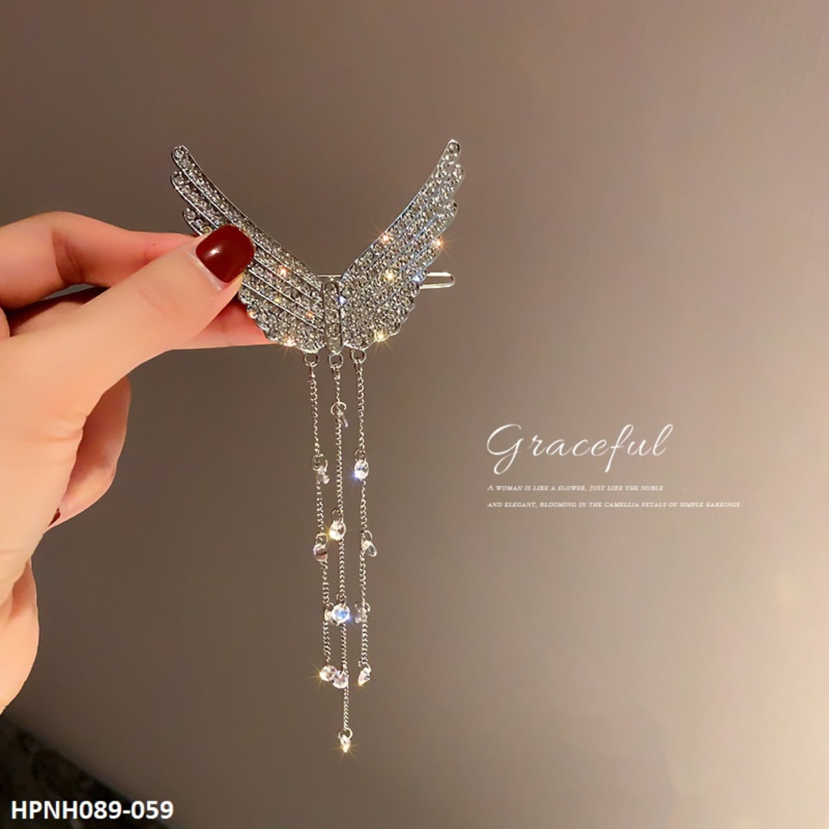 HPNH089 YBJ Rhinestone Fancy Wings Pin - HPNH