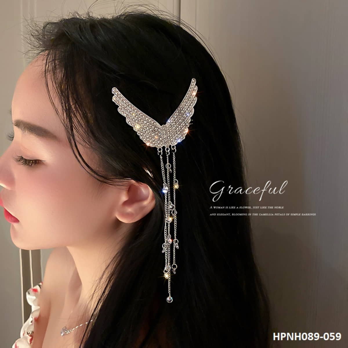 HPNH089 YBJ Rhinestone Fancy Wings Pin - HPNH