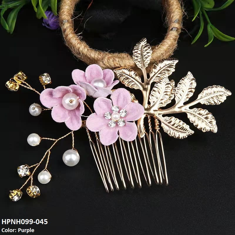 HPNH099 QJF Flower & Leaf's Hair Pin - HPNH