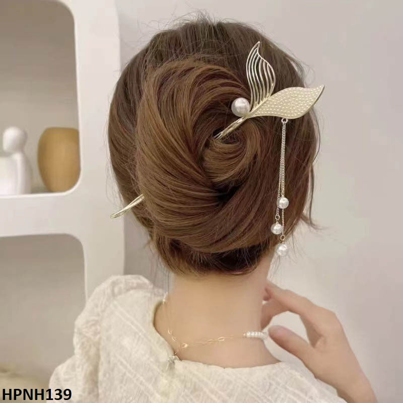 HPNH139 XHA Pearl Fish Tail Hair Pin - HPNH