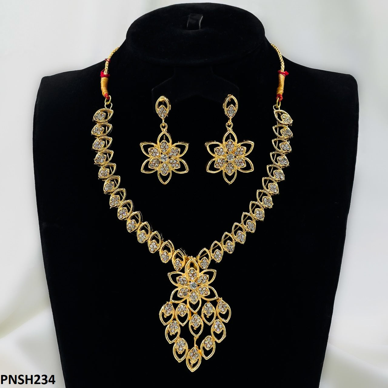 PNSH234 MZM Marquise/Flower Necklace Set - PNSH