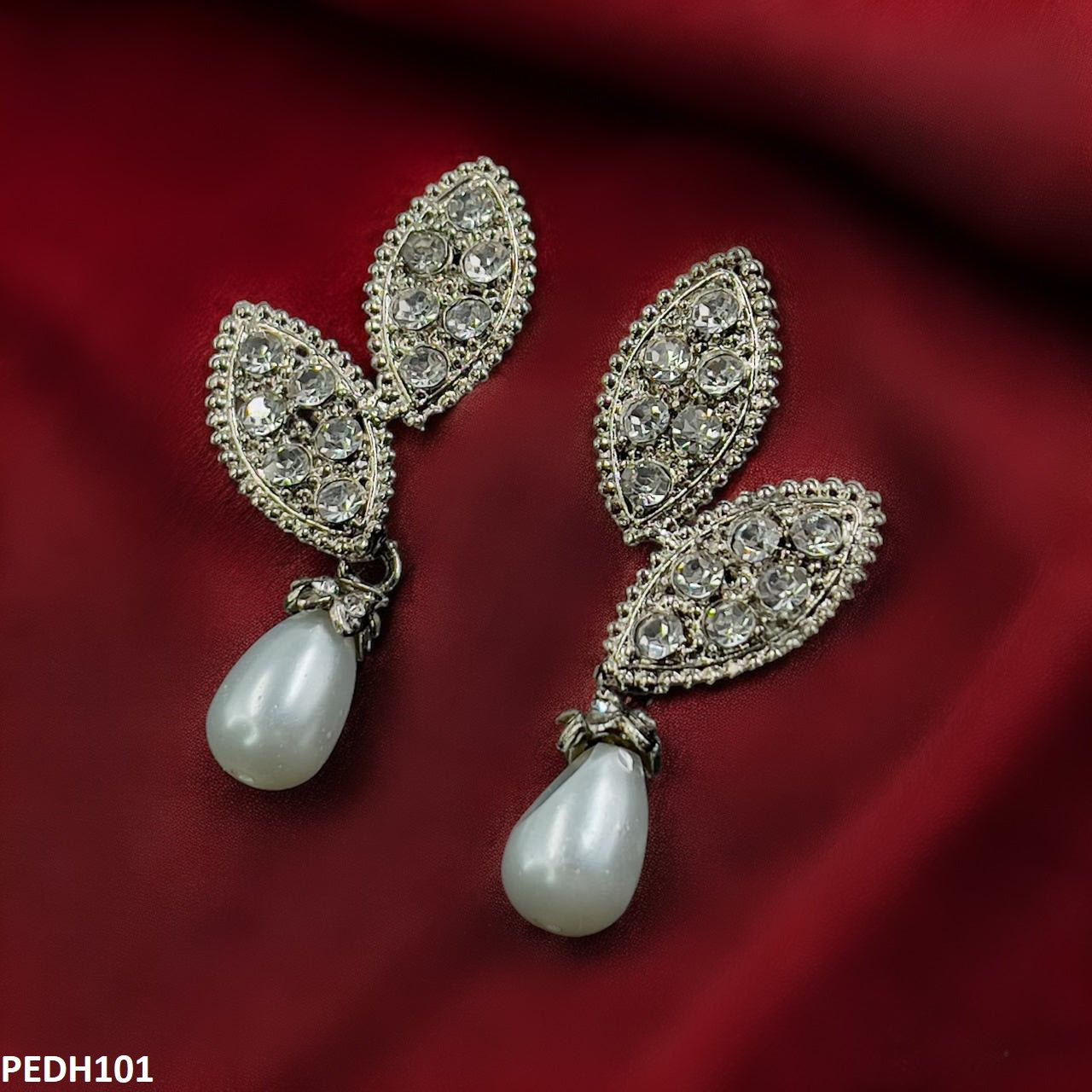 PEDH101 SDQ Double Tear/Pearl Drop Earrings  - PEDH