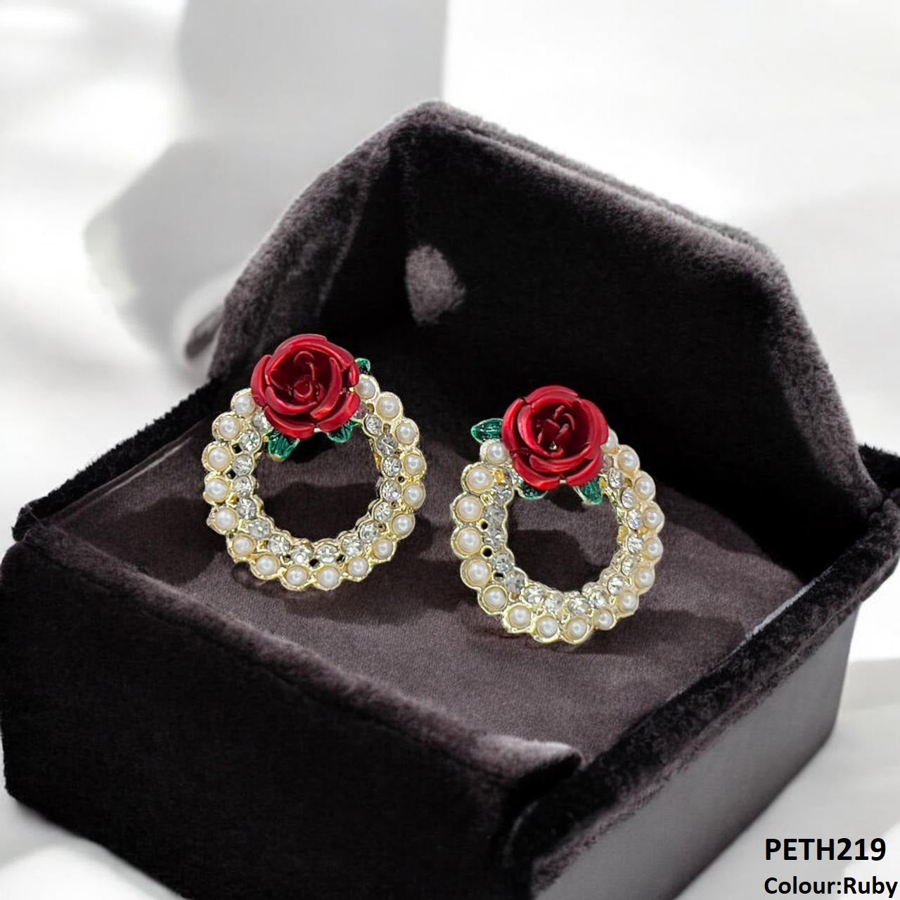 PETH219 SDQ Pearl Round Flower Tops Pair - PETH