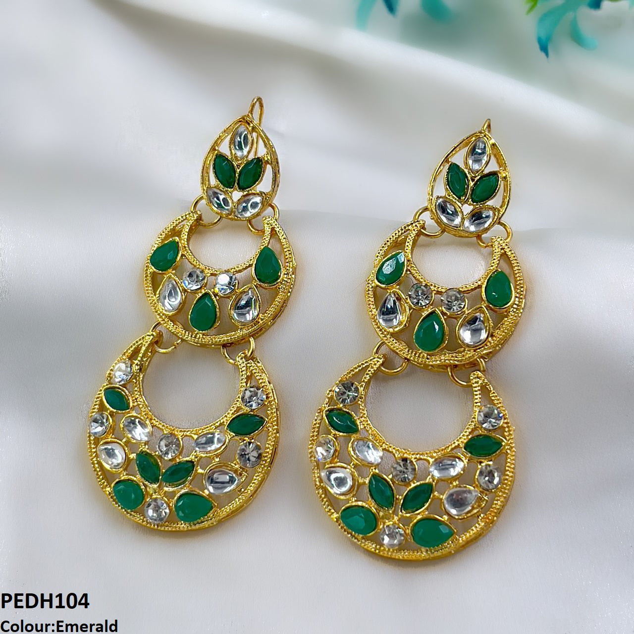 PEDH104 FRN Double Moon Drop Earrings  - PEDH