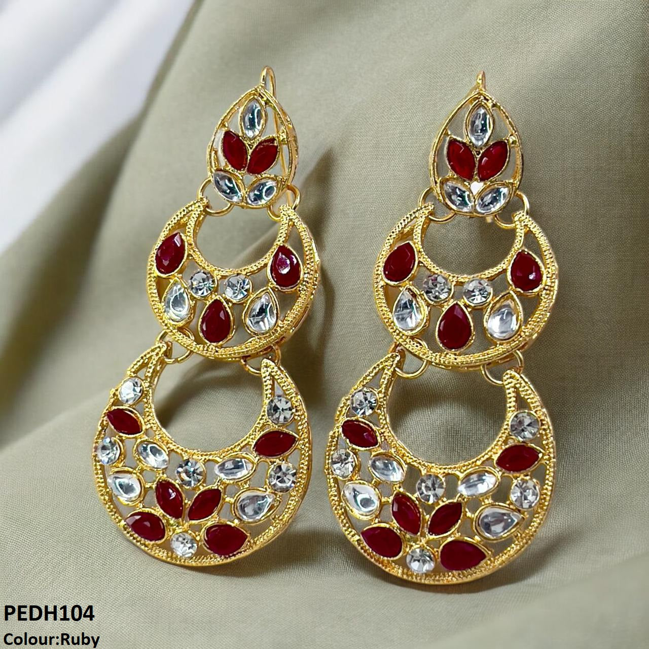 PEDH104 FRN Double Moon Drop Earrings  - PEDH