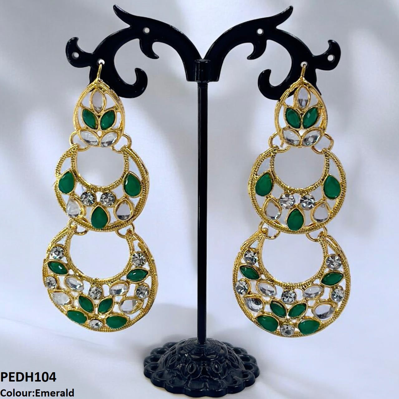 PEDH104 FRN Double Moon Drop Earrings  - PEDH