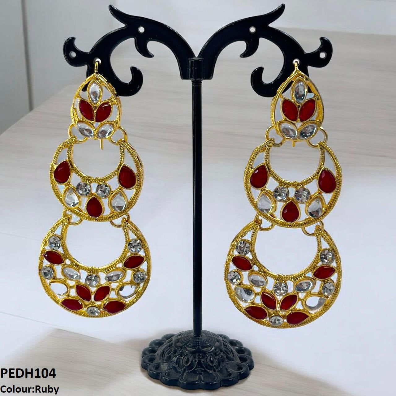 PEDH104 FRN Double Moon Drop Earrings  - PEDH