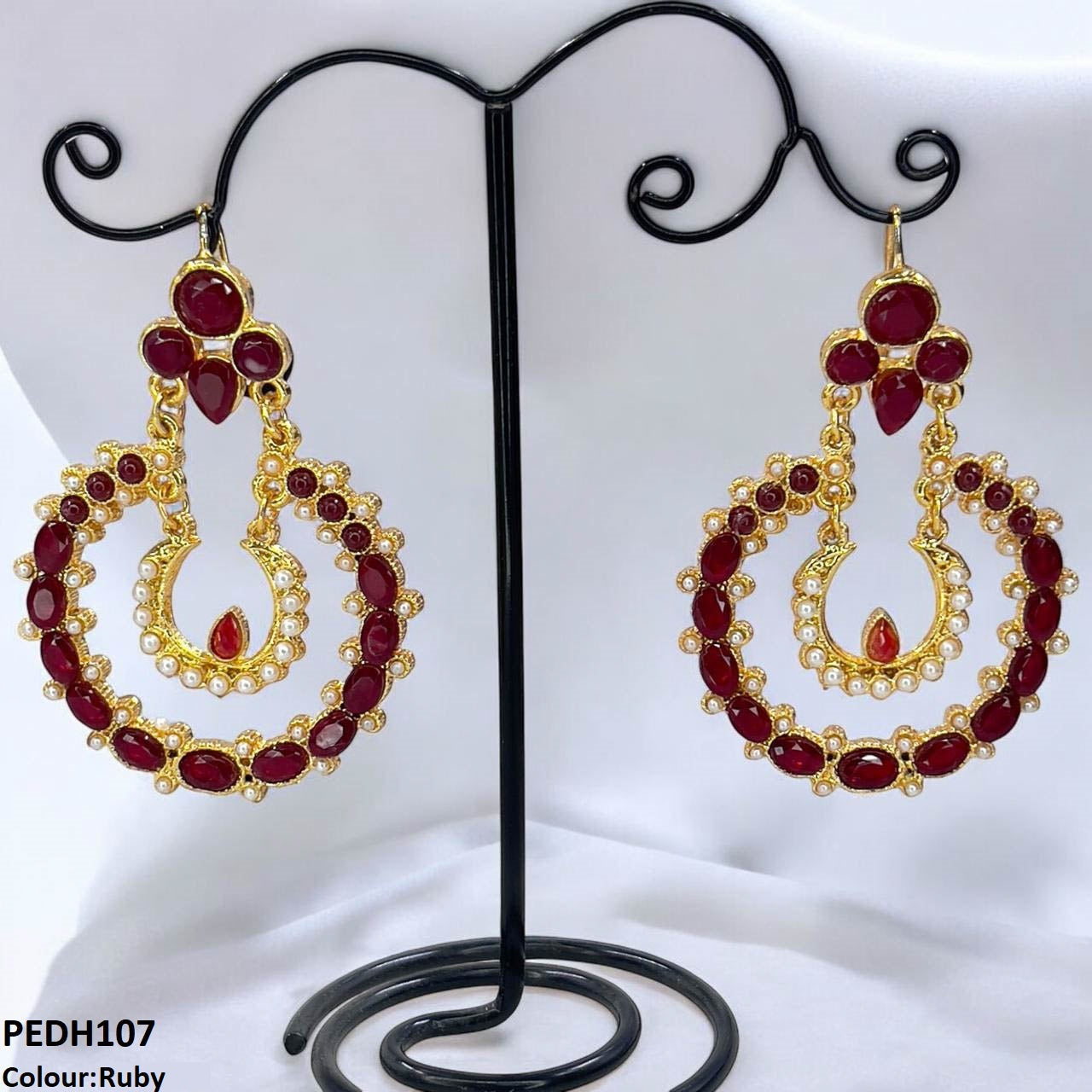 PEDH107 MZM Double Moon Drop Earrings  - PEDH