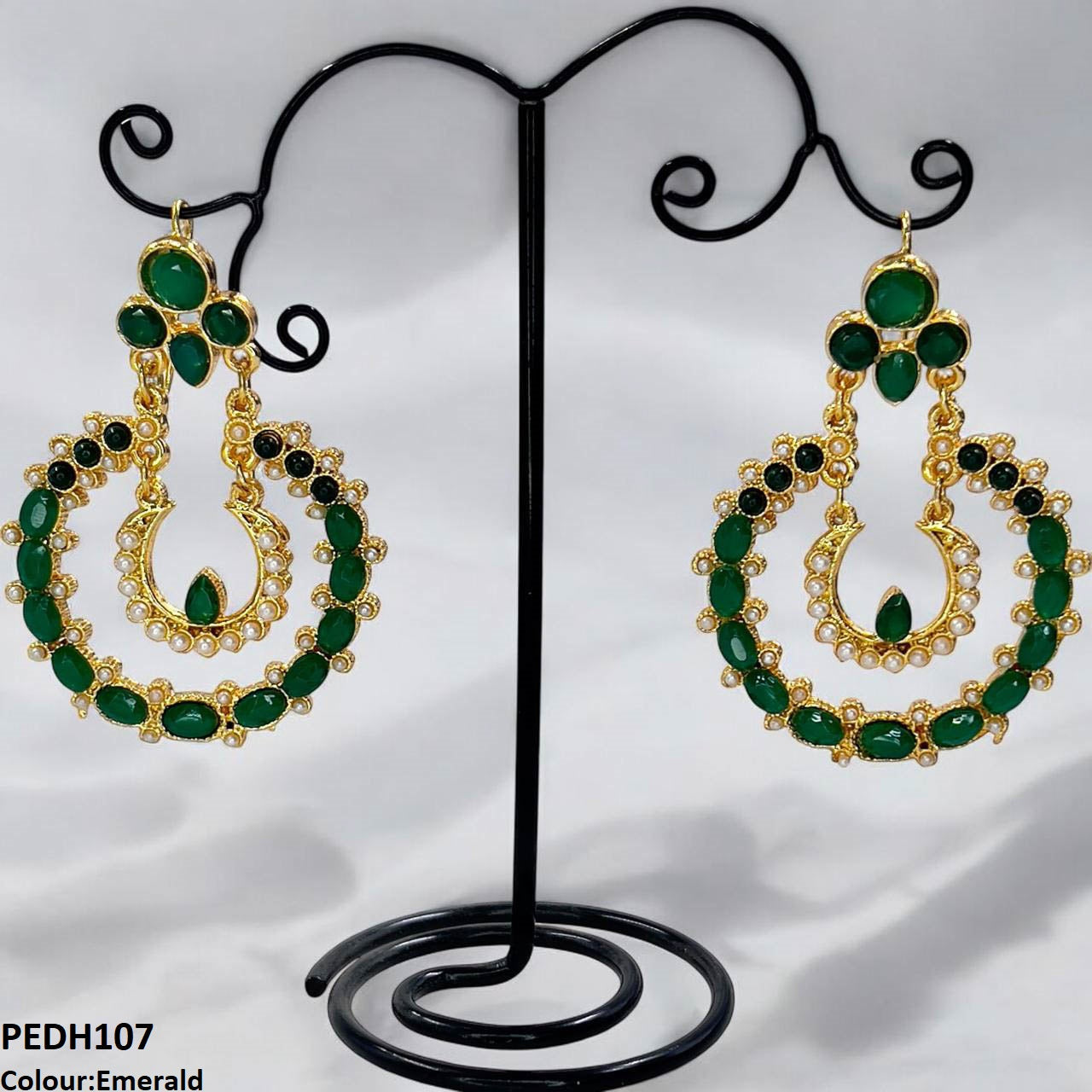 PEDH107 MZM Double Moon Drop Earrings  - PEDH