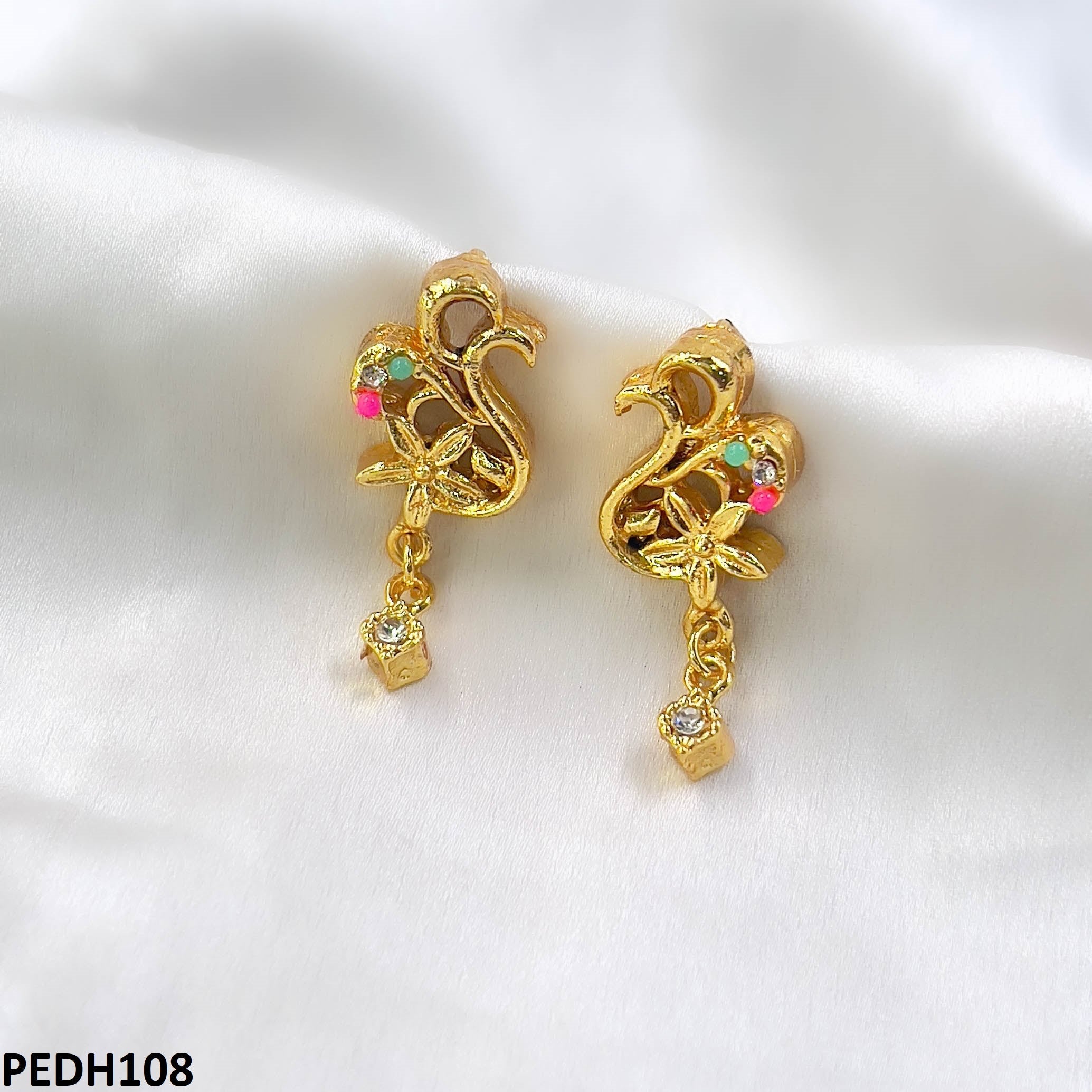 PEDH108 MZM Root Flower Drop Earrings  - PEDH