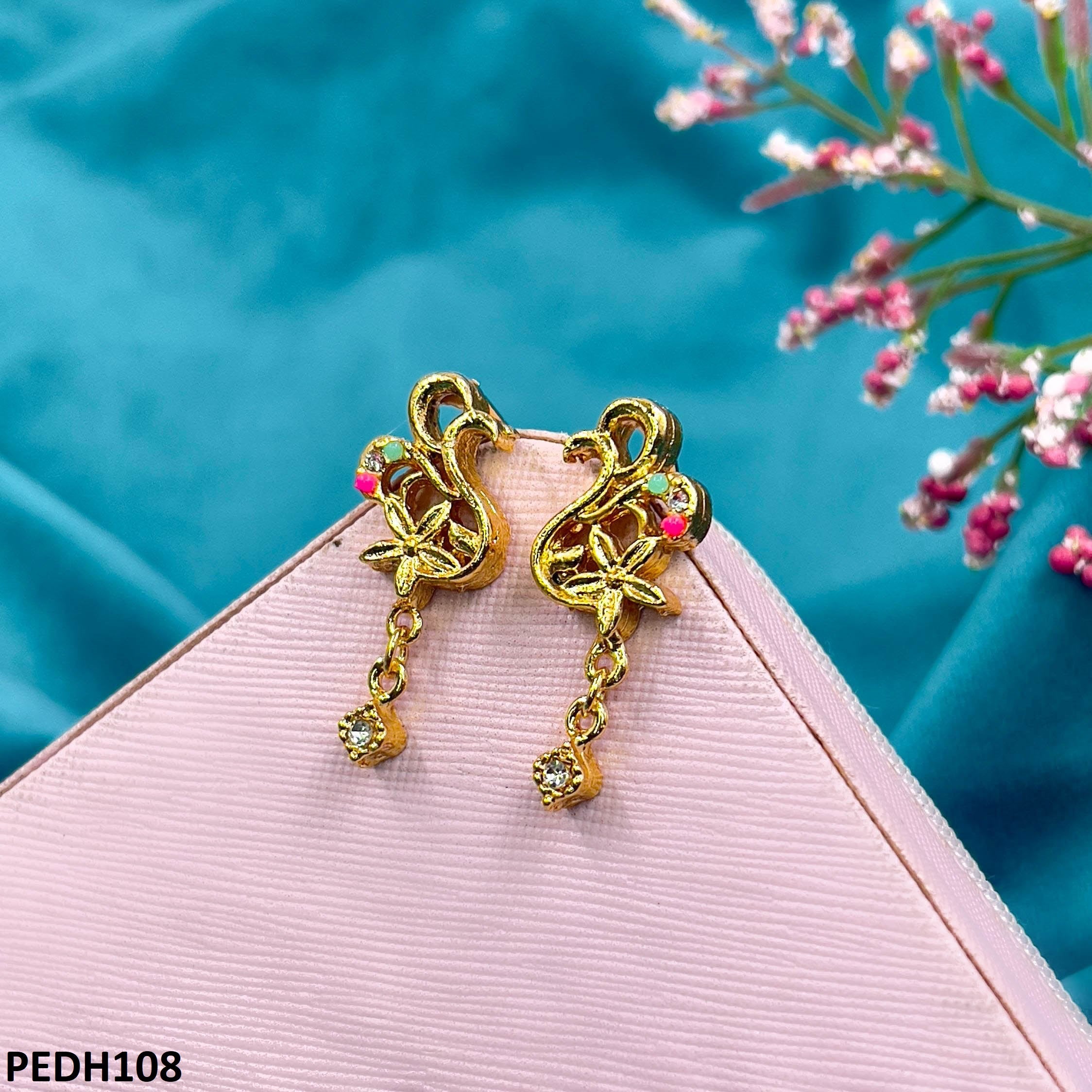 PEDH108 MZM Root Flower Drop Earrings  - PEDH