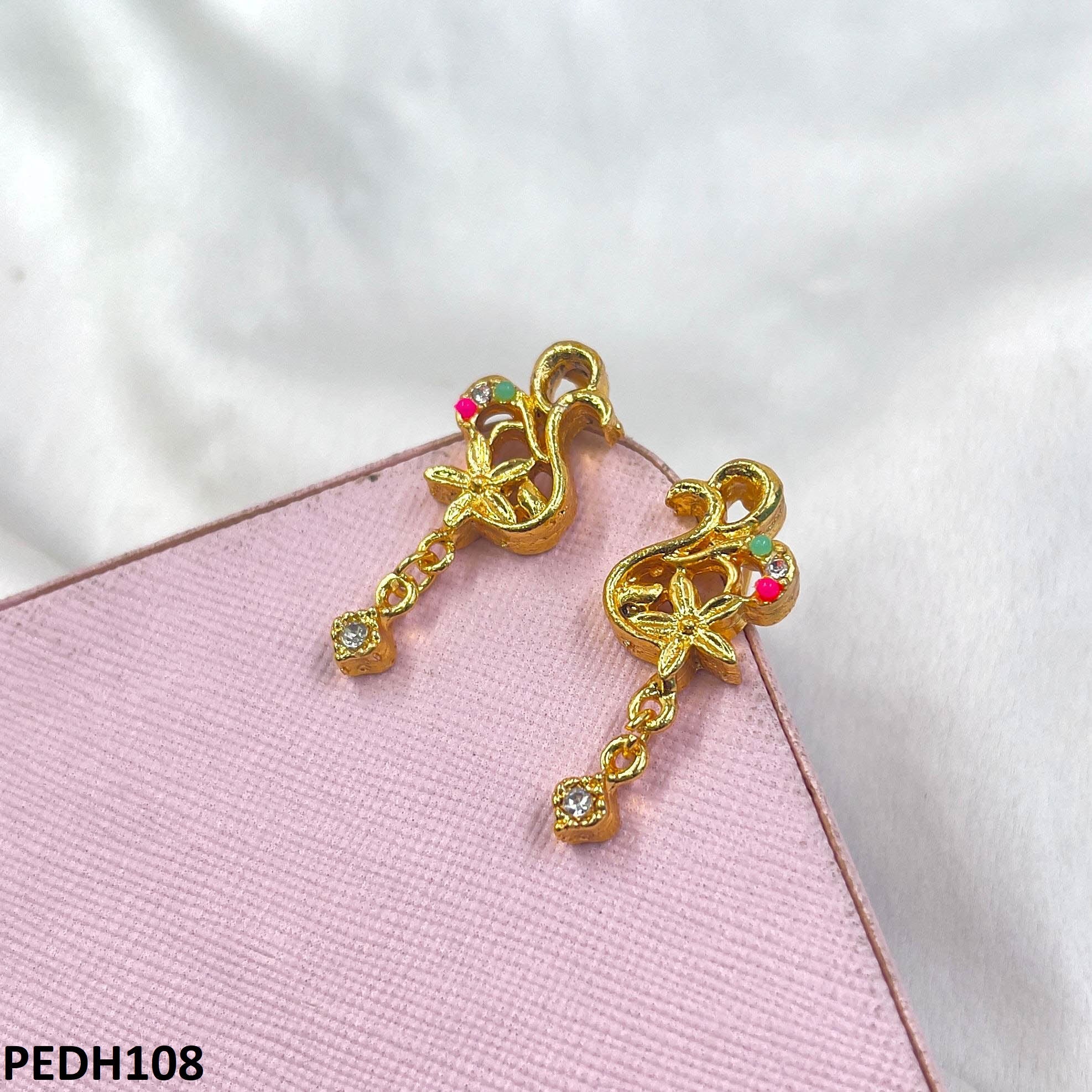 PEDH108 MZM Root Flower Drop Earrings  - PEDH