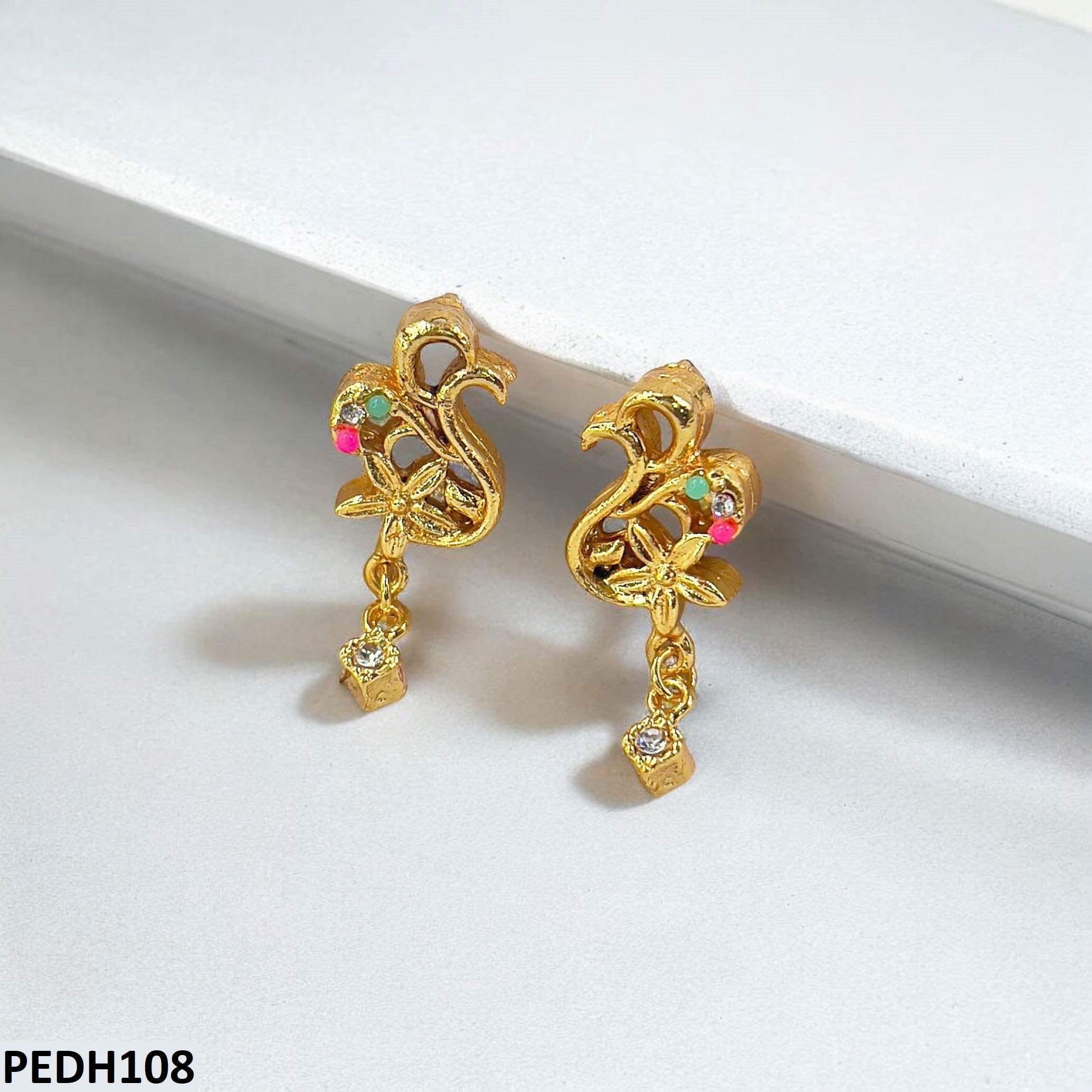 PEDH108 MZM Root Flower Drop Earrings  - PEDH