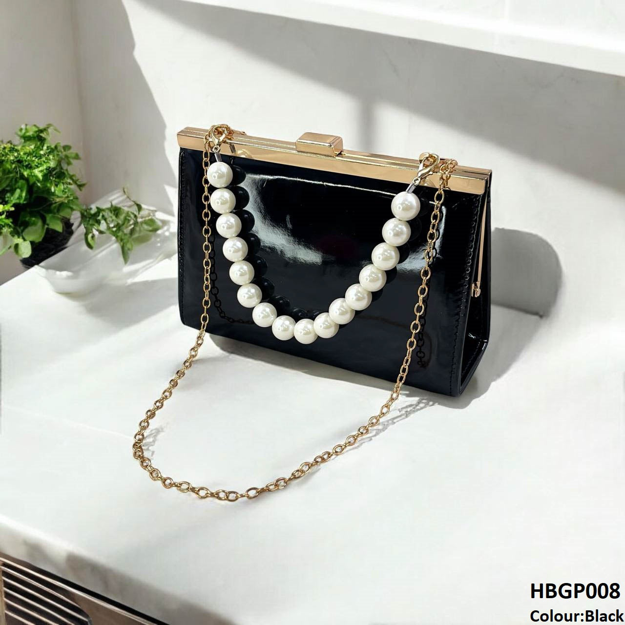 HBGP008 Trendy Pearl Ladies Hand Bag - HBGP