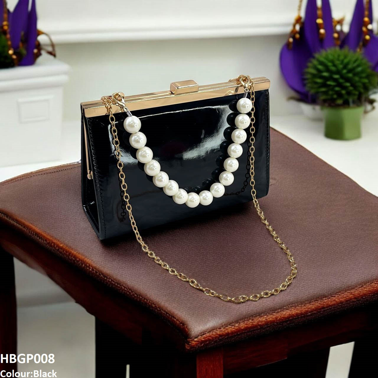 HBGP008 Trendy Pearl Ladies Hand Bag - HBGP