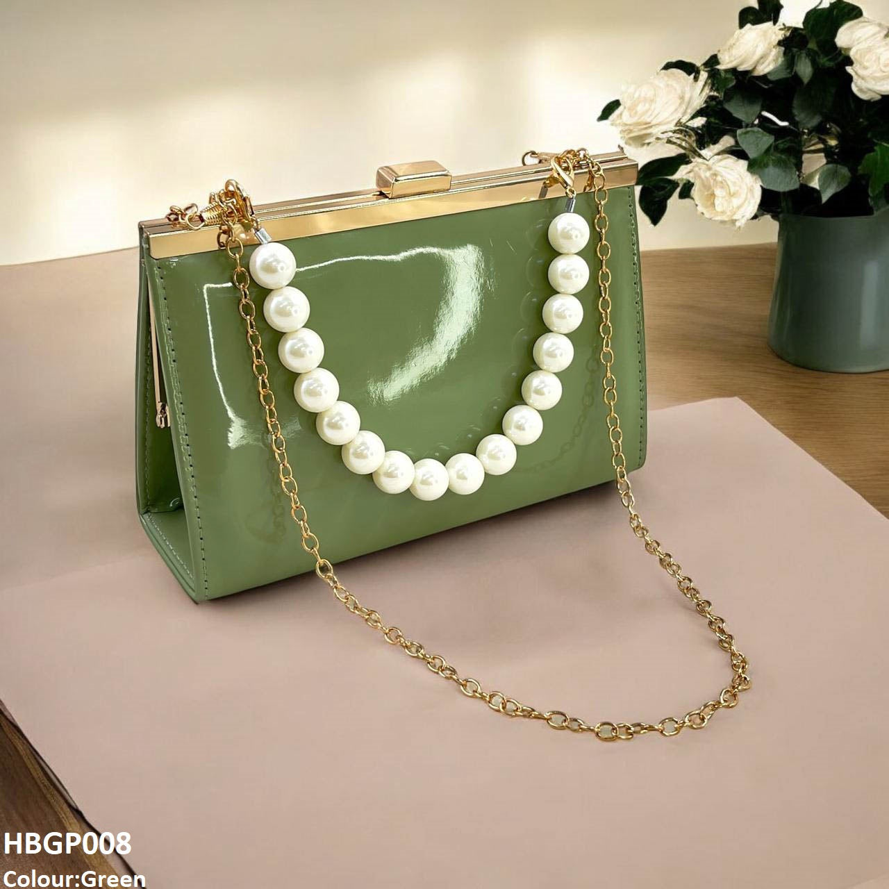 HBGP008 Trendy Pearl Ladies Hand Bag - HBGP