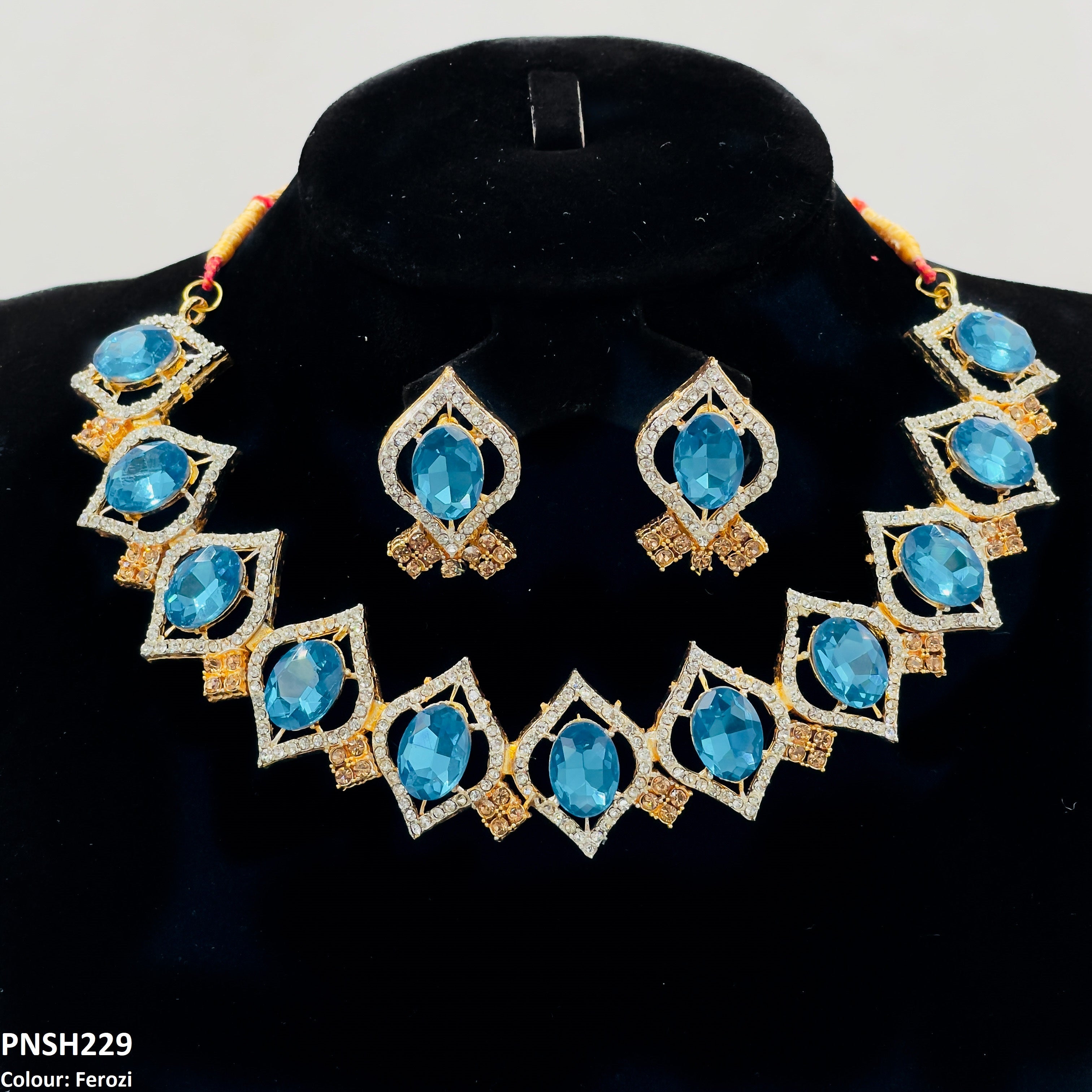 PNSH229 SDQ Oval Necklace Set - PNSH